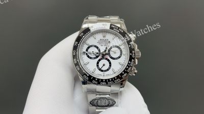 Rolex Daytona 40mm 7750 Movement White Panda Face SS Oyster Band Watch